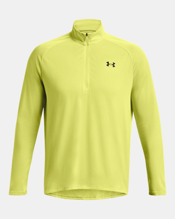 Herren UA Tech™ Shirt mit ½-Zip, langärmlig, Yellow, pdpMainDesktop image number 4